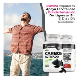 BioHerb® | Carbón Activado Micronizado, Extremadamente Eficaz – Formulación 100 % Pura, Limpieza, Soporte Digestivo y Eliminación de Metales Pesados – Alta Absorción