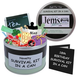 Survival Kit In A Can 18th Birthday Gift. Fun Novelty 18th Gifts For Men or Women, Him, Her Boys or Girls. (Black/Mint)