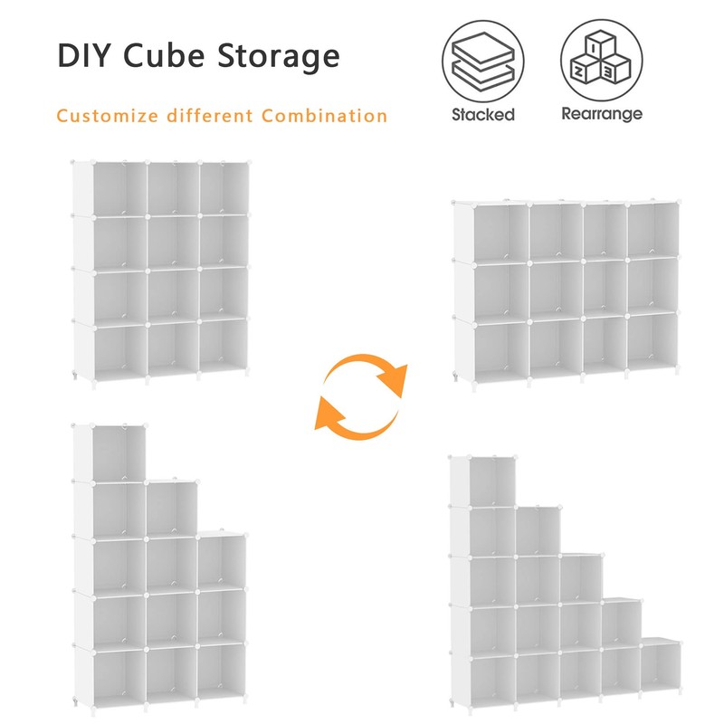 AWTATOS 12 Cube Storage Organizer, Closet Organizer Storage Shelves, White