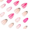24Pcs Medium Almond Press on Nails French Tip Fake Nails