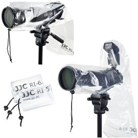 JJC 2 Pack Waterproof DSLR Camera Lens Rain Cover Raincoat Clear Sleeve Protector for Canon EOS 90D 80D 77D 70D 5D 6D 7D 700D 650D 600D 550D 500D for Nikon D7500 D800 D610 D500