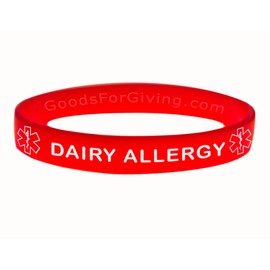 Dairy Allergy ID Bracelet Wristband - Red - 6 Inches