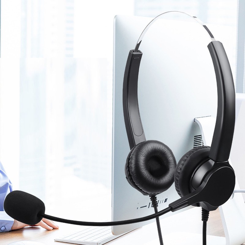 Call Center Headset Adjustable Wired Noise Cancelling Customer Service Headset