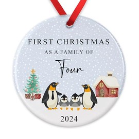 First Christmas as a Family of Four Bauble, Family Of 4 Xmas Ornament, New Baby Gift, New Parents Gift, Baby's First Christmas Keepsake, Tree Decoration