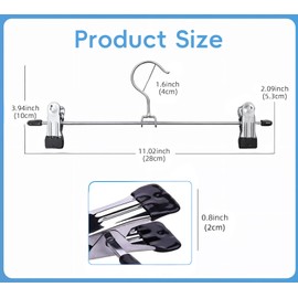 DUOFIRE Pant Hangers 15 Pack Adjustable Width Metal Skirt Hangers with Clips Non-Slip Clothes Hanger Space Saving