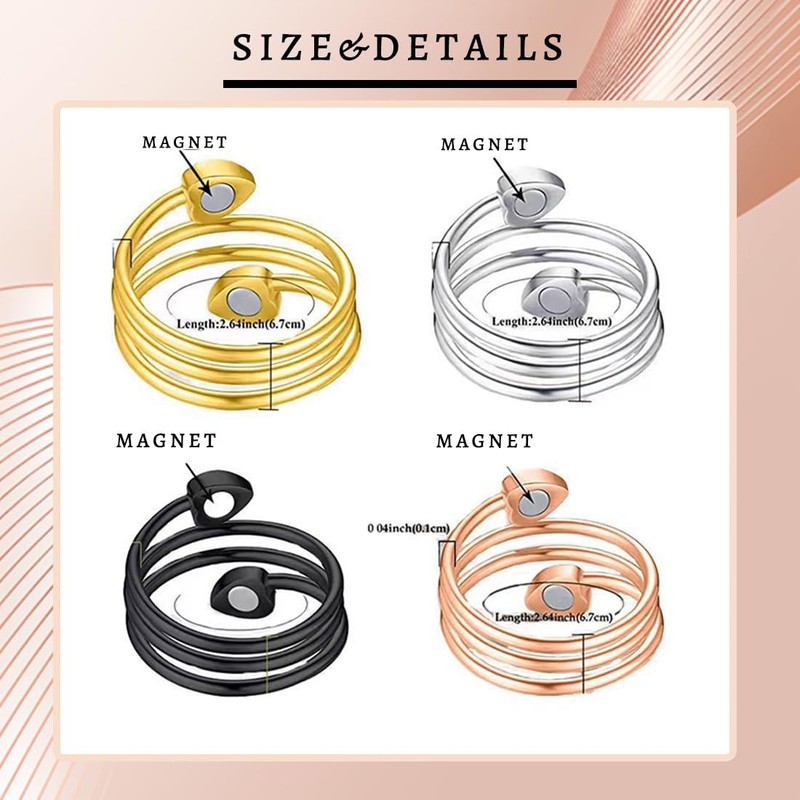 FENQURO Copper Magnetic Rings for Women Men Ultra Strong Magnets
