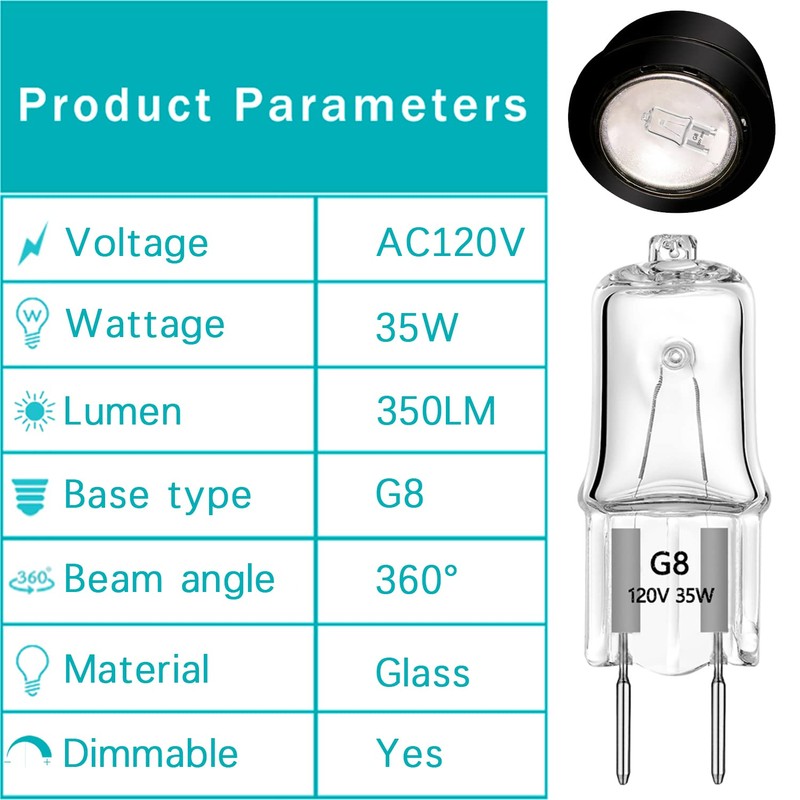YBEK G8 Halogen Light Bulbs 35W 120V 2Pin Xenon Under