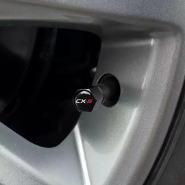 for Mazda CX5 Black Metal Tire Valve Stem Cap Covers Air Valve Cap Set Dust Proof Leak-Proof Air Cover Logo Styling Car Accessories(Pack of 5)