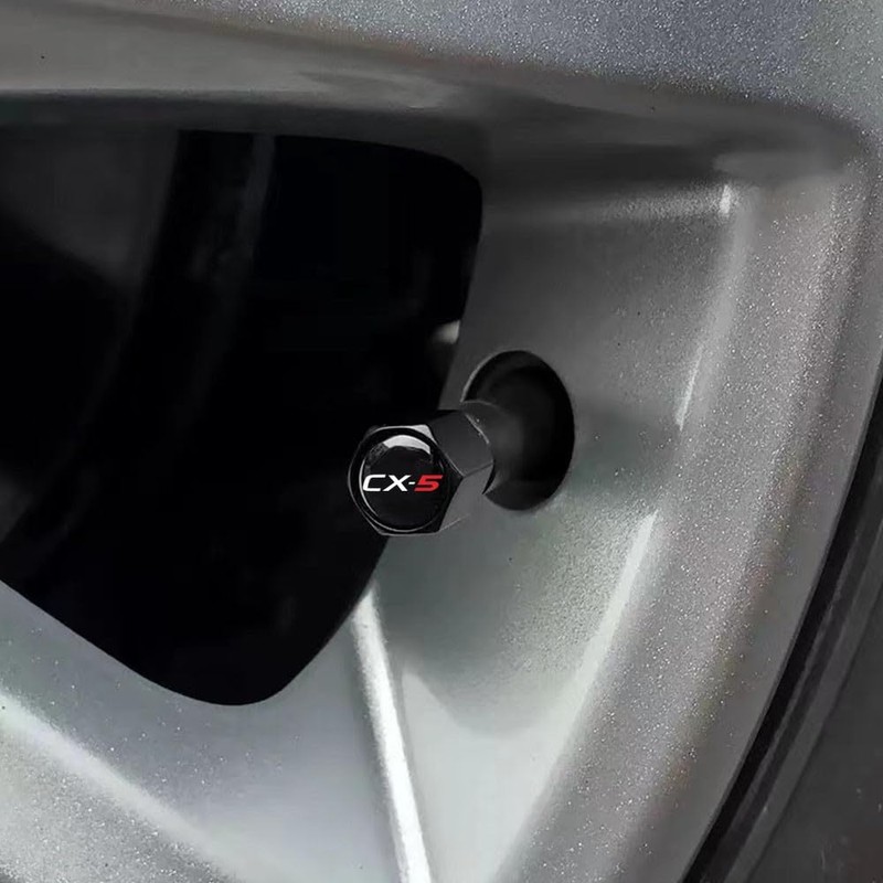 for Mazda CX5 Black Metal Tire Valve Stem Cap Covers