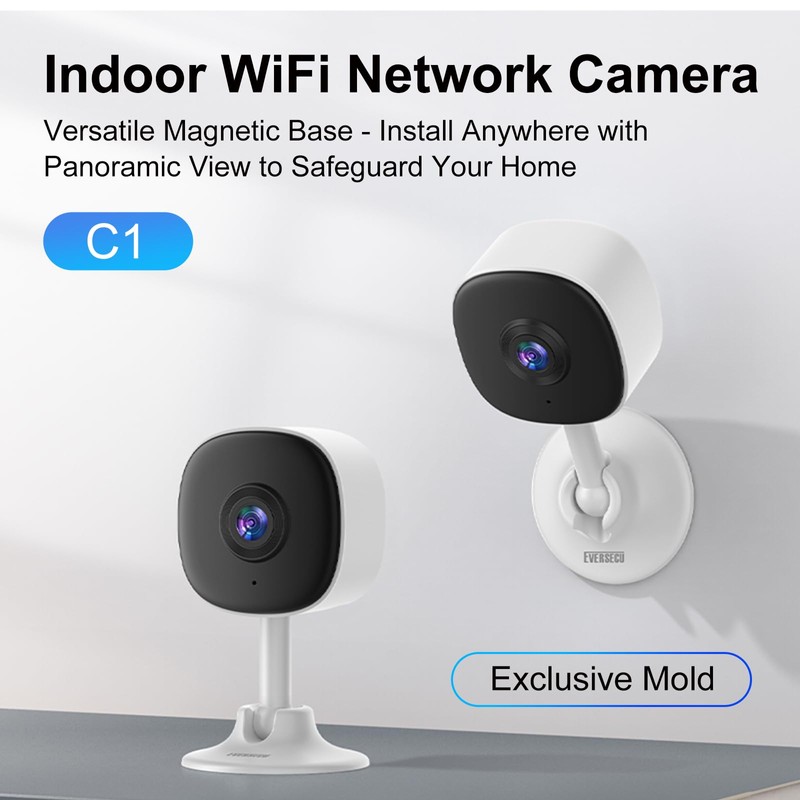 EVERSECU 2K Magnetic Security Camera for Home, Night Vision, Compact