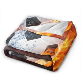 Delerain Soccer Football Soft Throw Blanket 40"x50" Lightweight Flannel Fleece Blanket for Couch Bed Sofa Travelling Camping for Kids Adults