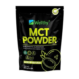 Wellthy MCT Oil en Polvo 504g, 42 Porciones, Ácido Caprílico 100% Puro y Natural de Coco, KETO y Paleo Safe, 0g de Azúcar, Gluten Free, Vegan, NON GMO