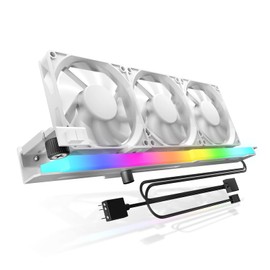 AsiaHorse 80 mm PWM PC Case Fan for Computer Graphics Card with Graphics Card Holder, 5 V 3-Pin ARGB GPU Fan with Motherboard Aura Sync Control up to 3000 RPM, Graphics Card Cooler, White
