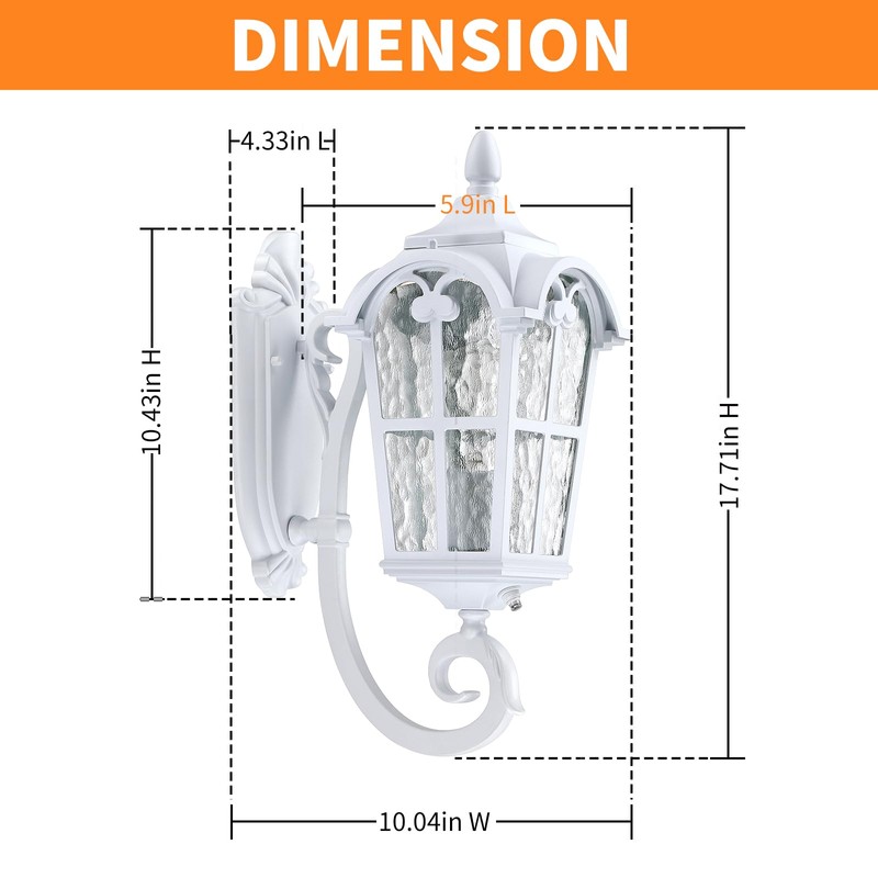 LONEDRUID Dusk to Dawn Sensor Outdoor Porch Light White Exterior