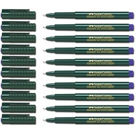 Faber-Castell Fibre Pen, Fine-Pen 1511, 0.4 mm, blue, 10 Stifte