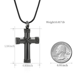 shajwo Cremation Jewelry Cross Urn Ashes Necklace of loved one for Women Men Urn Pendant Memorial Keepsake Ash Holder,Black