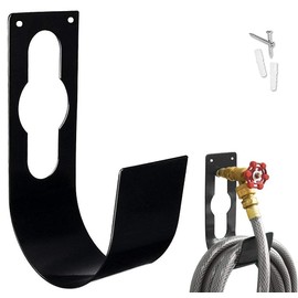 Garden Hose Hanger Wall Mount Heavy Duty Hose Holder Hook for 150ft 100ft 75ft 50ft Expandable Hose (Large, Black)