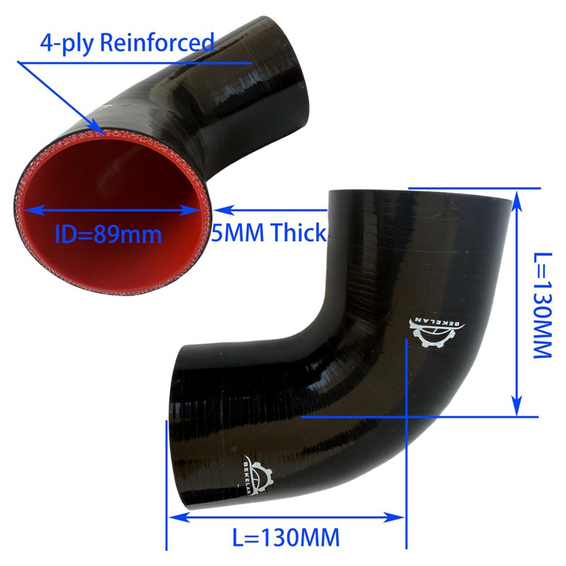 Bekelan 90 Degree 3.5" ID (89mm) Elbow Coupler Silicone Hose
