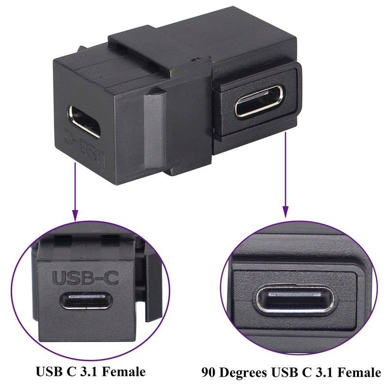 AAOTOKK 90 Degree USB C 3.1 Keystone Insert Jack Connector