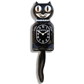 Black Miss Kitty-Cat Clock, Classic Black, 32cm from tip of The tail to The top of The ears, Classic, Classic Black, 32cm from tip of The tail to The top of The ears, Classic