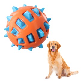 Elastic Dog Balls Made of Rubber, Indestructible Two-Color Dog Toys, Squeaky Dogs Ball, Dogs Toys with Soft Thorns, suitable for Large and Medium Pets to Chew, Relieve Boredom, Clean Teeth