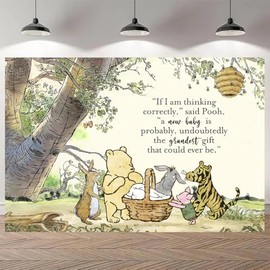 5x3 Ft Cute Winnie Bear Quotes Backdrop – Vintage Bear Photography Banner for Baby Shower, Newborn & Birthday Party Supplies