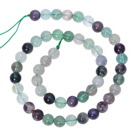 Nupuyai Fluorite 8mm Round Crystal Stone Beads for Jewelry Making DIY Bracelet Necklace, Polished Stone Loose Beads Strand 15"
