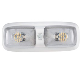 RecPro RV 12v LED Double Dome Lighting Fixture Includes Switch | White Housing | 3200K or 4200K | RV LED Lights | Interior Lighting | Clear Lens (4200K, 1 Light)
