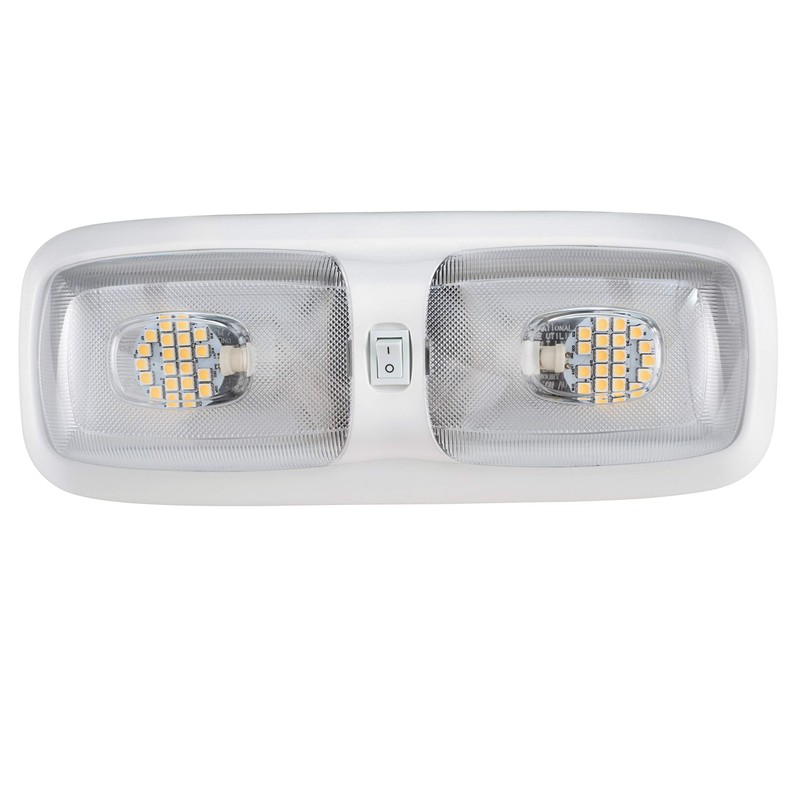 RecPro RV 12v LED Double Dome Lighting Fixture Includes Switch