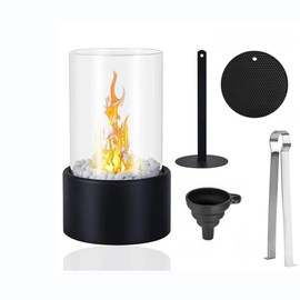 Portable Circular Tabletop fire Pit：Indoor/Out Tabletop fire Pit, Personal Fireplace Tabletop fire Pit, Tabletop fire Pit Using isopropanol and Ethanol as Fuel (with Insulation mat, Clip, Funnel)