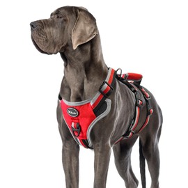 Mihachi Escape Proof Dog Harness - No Pull Dog Harness with Handle, Soft Padded Reflective and Adjustable Full Body Pet Harness Vest for Medium Large Dogs Walking Hiking Training, Red X-Large