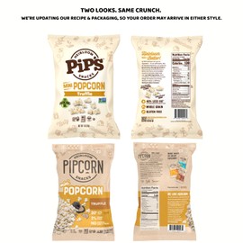 Pip’s Heirloom Truffle Mini Popcorn – 1 oz Bags (24 pk) – Individually Wrapped Snack Packs Made With Heirloom Corn, Real Black Truffle & Avocado Oil – Seed Oil Free, Gluten Free, Non-GMO, Vegan