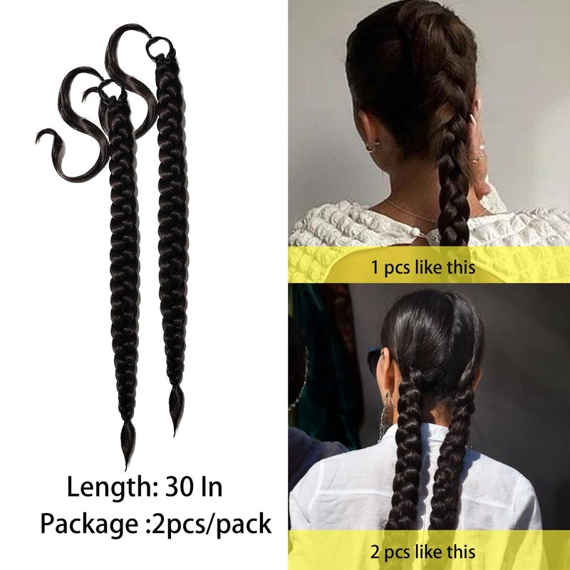 2 Packs Long Braid Ponytail Extension for Black Women with