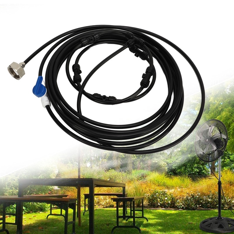 Fan Misting Kit with 3/4 Adapter 19.7ft Hose 6 Nozzles