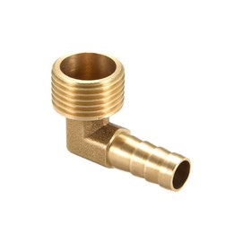 sourcing map Brass Barb Hose Fitting, 90 Degree Elbow 10mm Barbed to 1/2G Male Pipe Adapter Connector