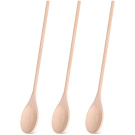 HANSGO 3PCS Long Handle Cooking Spoons, 14 Inch Long Wooden Spoons Wooden Tasting Spoons Japanese Style Large Cooking Spoons