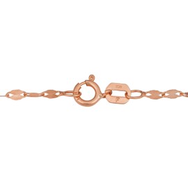 Kooljewelry 14k Rose Gold 1.2 mm Mirror Flat Link Chain Necklace