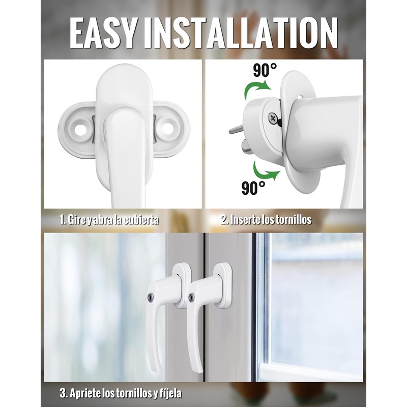 HOMGEN 4pack Universal Window Handles for UPVC 360° Rotation Cuttable