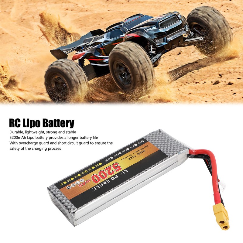 RC Lipo Battery 5200mAh 7.4V XT60 35C 2S Portable Remote