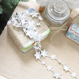 Vpang Stars Pearls Beads String Garland for Christmas, Valentine, Exhibition, Wedding, Party, DIY Craft, Home Decoration, 106 Inch (Silver)