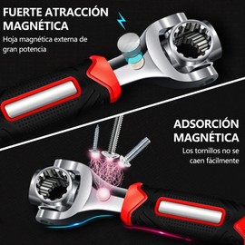 Llave Multifuncional 52 en 1, LSHSXPX Llave de Plomero, Llave Universal con Cabezal Giratorio de 360 Grados, Adecuada para Reparación de Automóviles en el Hogar