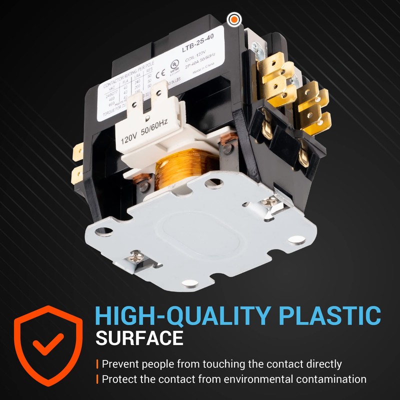 Ultra Durable 2 Pole Contactor 40 Amp 120VAC Coil by
