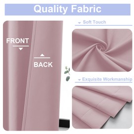Simplebrand Ava Blush - Cortinas opacas cortas para recámara de 54 pulgadas de largo, juego de 2 paneles con aislamiento térmico sólido, cortinas opacas para tratamiento de ventana, ahorro de energía,