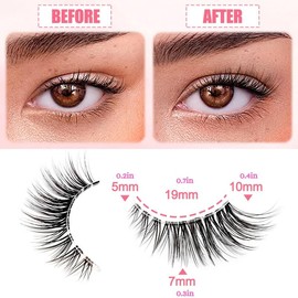 Fluffy False Eyelashes, 7 Pairs/tray Wispy Faux Strip Lashes with Clear Stem, Natural Curling Eye Makeup Strip Lashes for Women & Girls, Christmas Gift