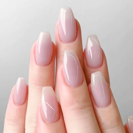 COLORBIRD Nail Tips, Short, 24 Pieces, Pink, Nail Tips, Short, Cute, Ballerina (W1241)