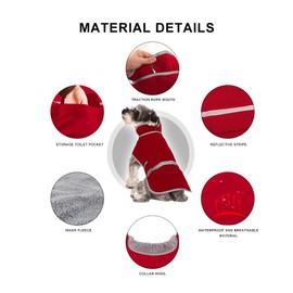 Red XS Dog Rain Coat, Waterproof with Fleece Lining, Thickened Jumper for Puppy Dogs