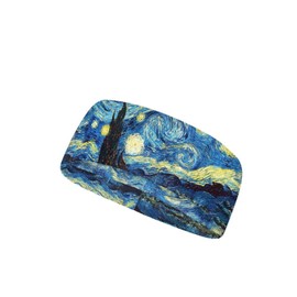 Showudesigns Van Gogh - Bandeau de noche estrellada para mujer, yoga, maquillaje, lavado, cara, turbante, pañuelo ancho para el pelo, accesorio elástico para el cabello, color azul