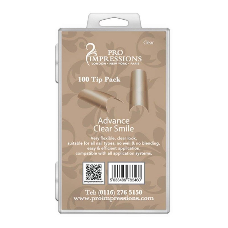 Pro Impressions Advance Clear Smile 50 Nail Tips, Size 3