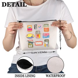 PWHAOO Sardine Lover Gift Tinned Sardines Makeup Bag Sardine Eater Cosmetic Bag Foodie Gift Tinned Fish Lover Gift (Tinned Sardines M)
