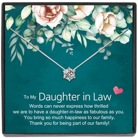 JeeweLife Daughter in Law Necklace, Sterling Silver Necklace, Birthday Gift for Daughter in Law, Wedding Gift for Daughter in Law